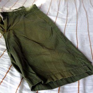 2 for $25 - Dark Green J Crew Cotton Flat Front Shorts 34" Waist